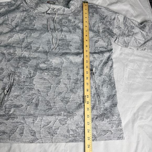 Talbots Women’s Large Gray Cowl Neck Pullover Sweatshirt Top Floral Print Pocket - Picture 6 of 10